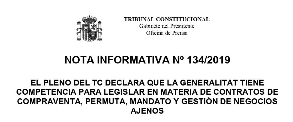 NOTA INFORMATIVA Nº 134-2019
